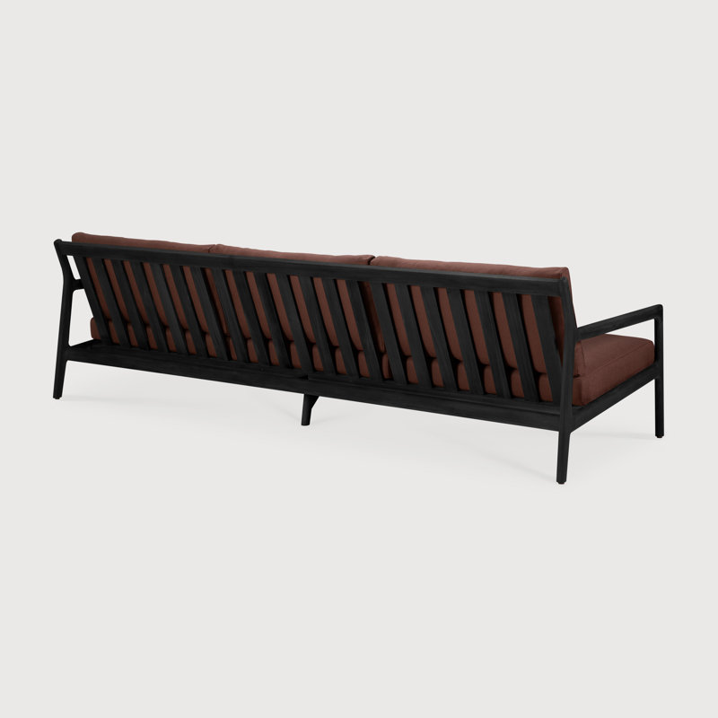 Outdoor 3 - Seat Patio Sofa, Burgandy, Varnished Teak Black