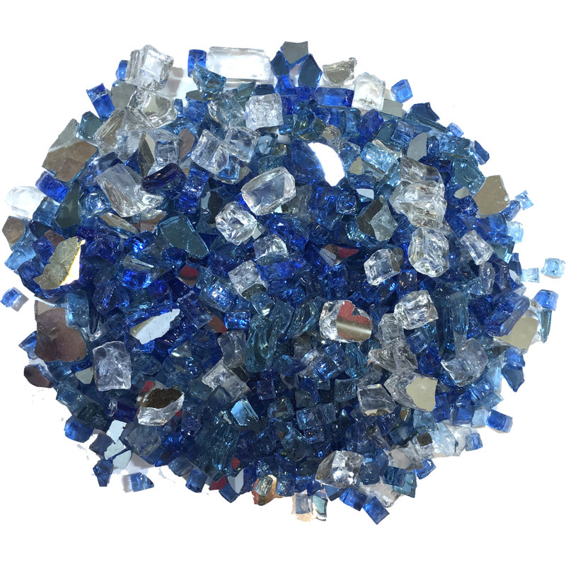 Accessoire de foyer d'extérieur en verre 0,25 po Dagan, Diamant bleu / bleu acier / cristal, 1/4 po d'épaisseur