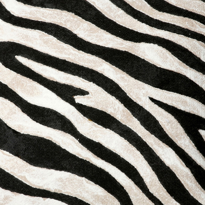 Black and Beige Zebra Print Rectangular Polyester Pillow