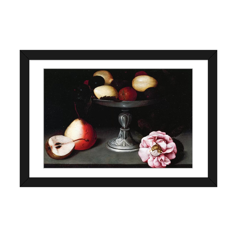 «Stand With Plums, Pears And A Rose, c.1602», impression sur toile tendue, H 16 po x l 24 po x P 1 po, Blanc