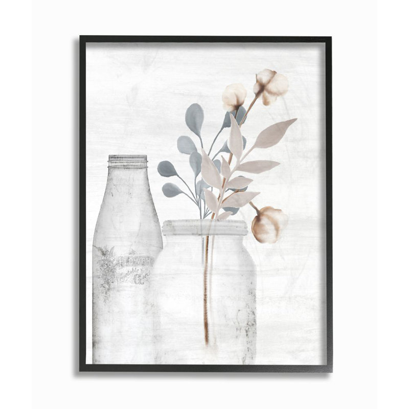 «Flower Jar Paint», impression sur toile, H 30 po x l 24 po x P 1,5 po, Giclée encadrée noir minuit