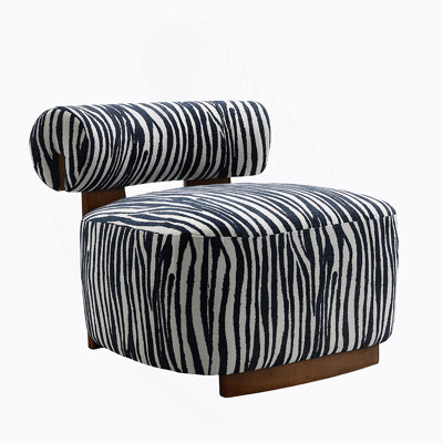 Contemporary Style 1Pc Accent Chair With Cylindrical Backrest, High - Density Foam, Zebra Strip Fabric For Primary Living Room Comfort