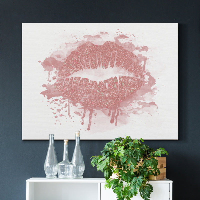 Rose or Lips - reproduction sur toile tendue, H 48 po x l 32 po x P 1 po