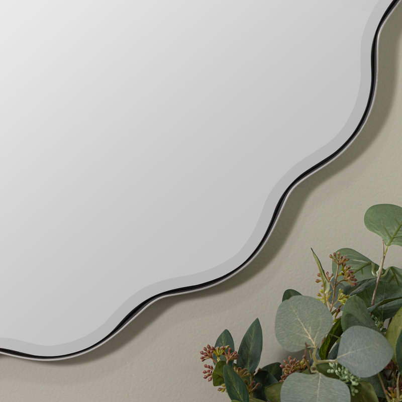 Cleo Scalloped Metal Mirror, Silver