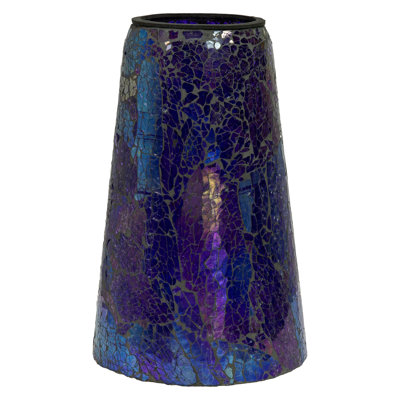 Support à billes de jardin en verre mosaïque mauve iridescent