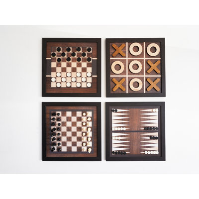 Magnetic Wall Decor Game Set Of 4 Dark Wood