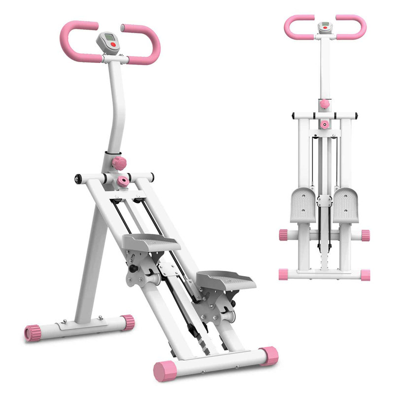 Équipement d'escalade d'escalier avec résistance pour l'entraînement complet du corps avec structure stable, Blanc / Rose