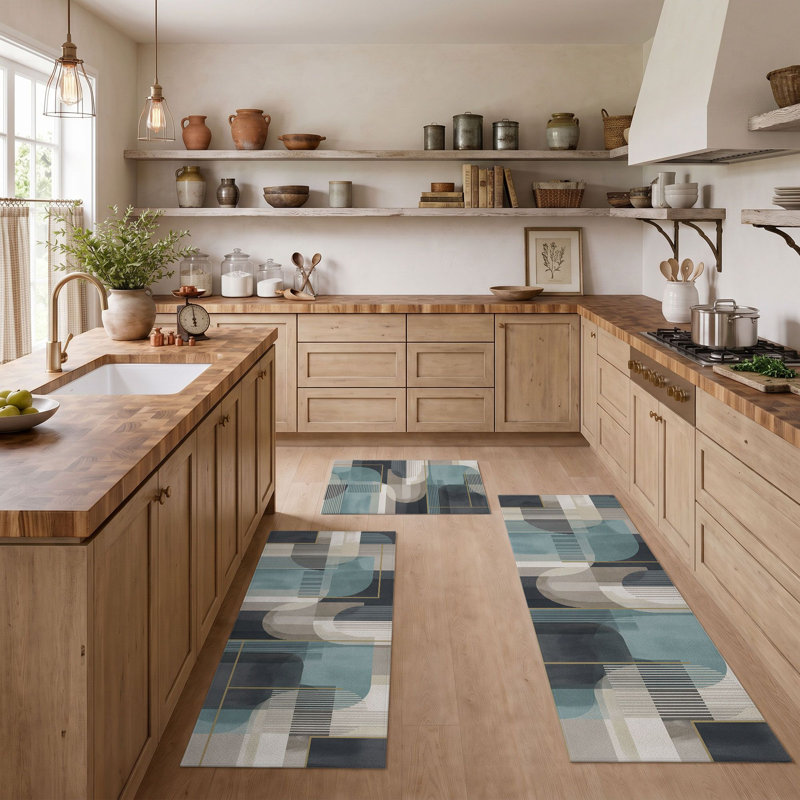 Tapis de cuisine géométriques antidérapants lavables