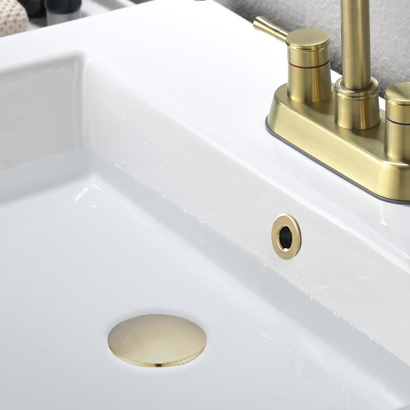Drain escamotable en acier inoxydable pour salle de bain avec trop-plein (1 pièce), Or brossé