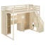 Lit mezzanine moderne peu encombrant avec rangement multifonctionnel, bois massif
