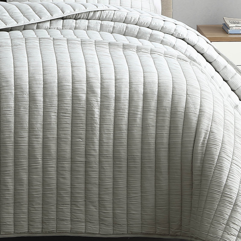 Light Gray King Reversible Polyester Quilt Set