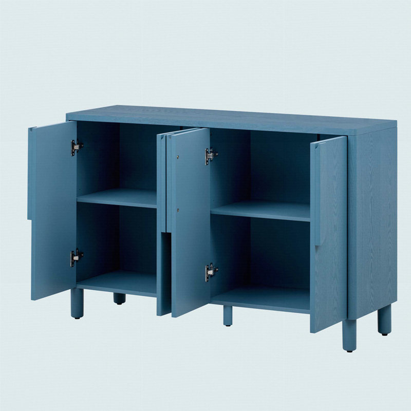 Buffet 4 portes avec rangement, tablettes réglables pour la salle à manger, la cuisine et le salon, Marine