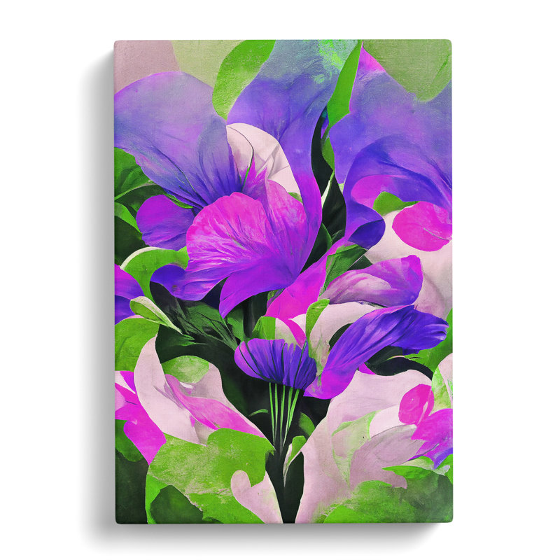 Colourful Abstract Floral No.4 - Wrapped Canvas Print, 60cm H x 40cm W