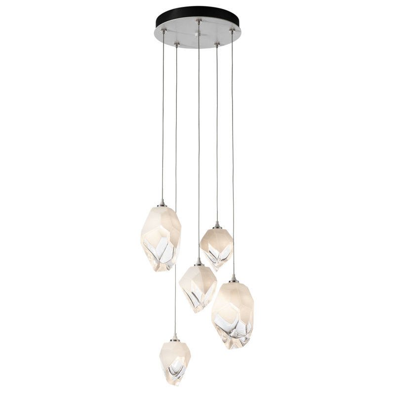 Chrysalis 5 - Light Cluster Geometric Pendant, 15" - 80", White, White