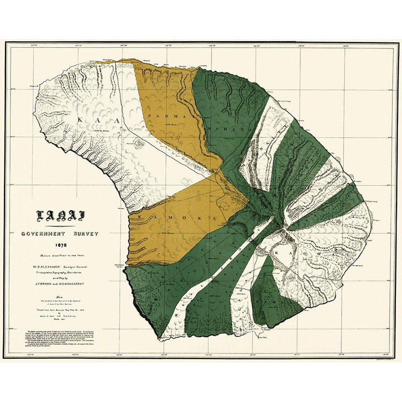 «Breakwater Bay Bien Gallery», art sur toile titré: Lanai Hawaii, Bien, 1878, H 36 po x l 44 po