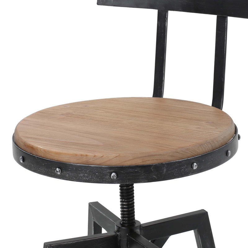 Industrial-Style Height-Adjustable Bar Stool