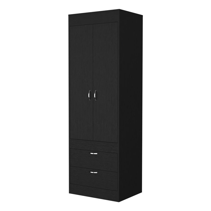 Armoire, une grande armoire, deux tiroirs, Noir