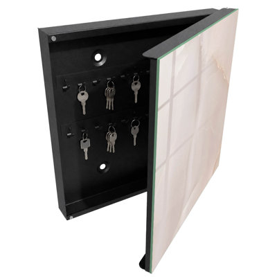 Key storage cabinet, Opens to the right, 30x30x5, Black, Delicate beige and cream structures, 