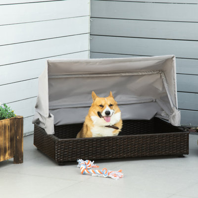 Lit pour chien pour petits et moyens chiens. Intérieur intérieur. Auvent pliable, imperméable, hauteur réglable. Métal. . 35,5 po x 23,5 po x 25,5 po pour animaux et café