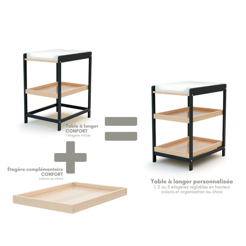 Fontagne Changing Table, Grey/Brown