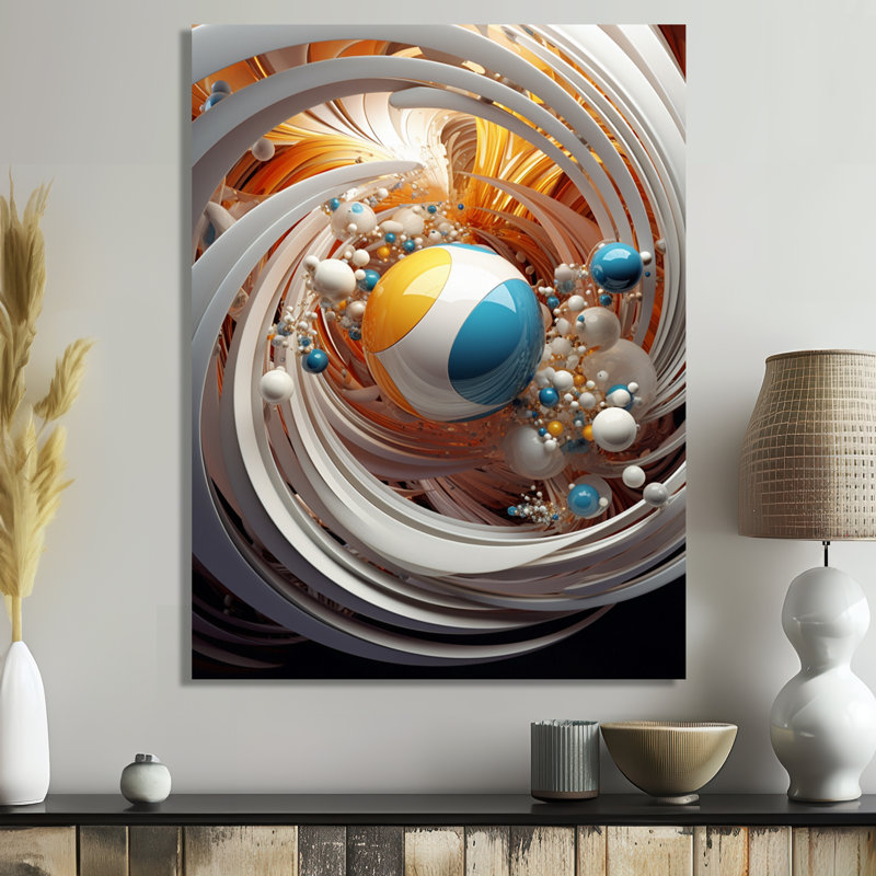 «Distant Galaxy Turquoise - Abstract Spirals», art mural, H 20 po x l 12 po x P 1 po, Toile tendue