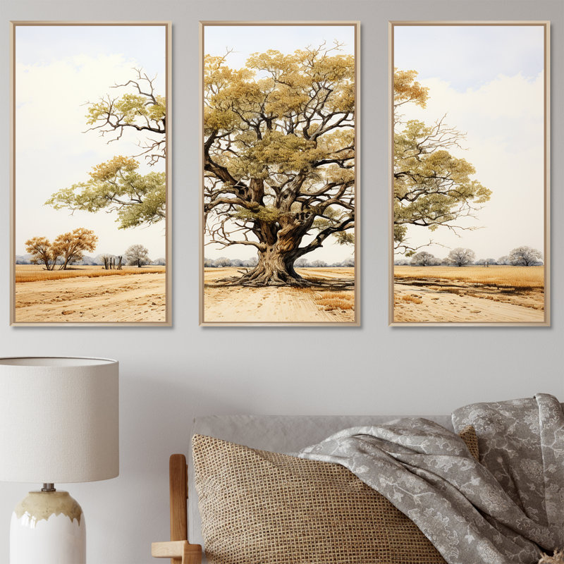 Ensemble de salon Tree Oaks Simplicity I - Tree Oak Wall Art, H 40 po x l 60 po x P 1 po, Cadre naturel flottant