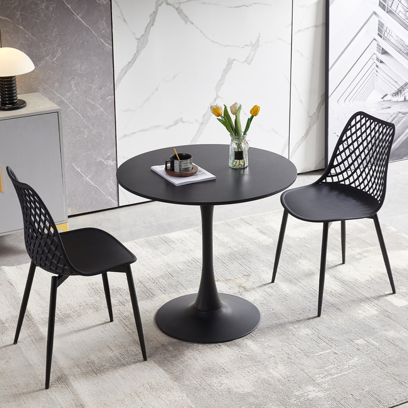 Kingsley Round Metal Base Dining Table, Black