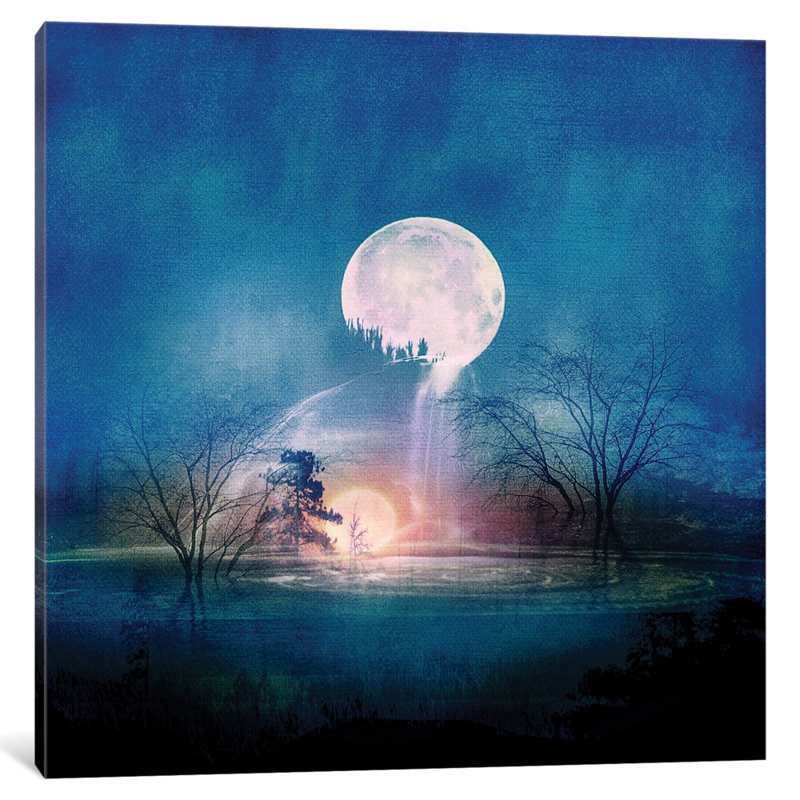 "lune supérieure" , reproduction d’art sur toile tendue, H 26 po x l 26 po x P 1,5 po, Toile tendue, Pas de tapis