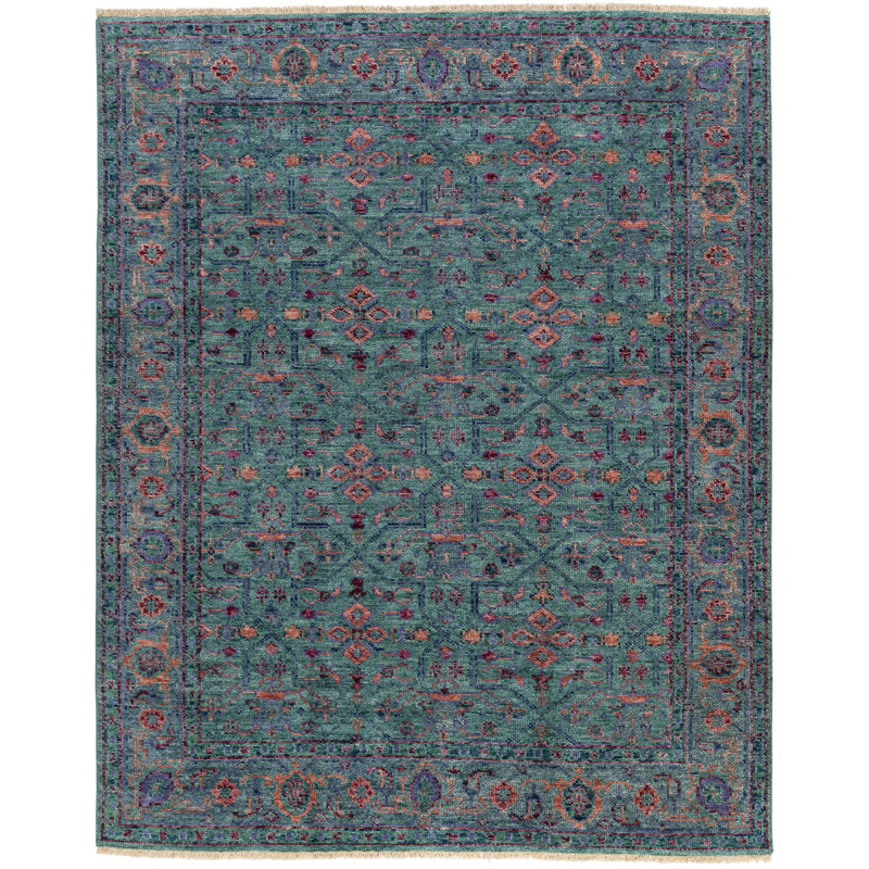 Rock My Classics Wool Oriental Area Rug in Blue/Green/Purple, Rectangle 3' x 5'