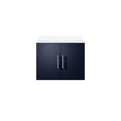 Meuble-lavabo en bois massif bleu marine, l 24 po x P 22 po, marbre de culture, plateau en marbre gracieux, cadre, attrait lustré