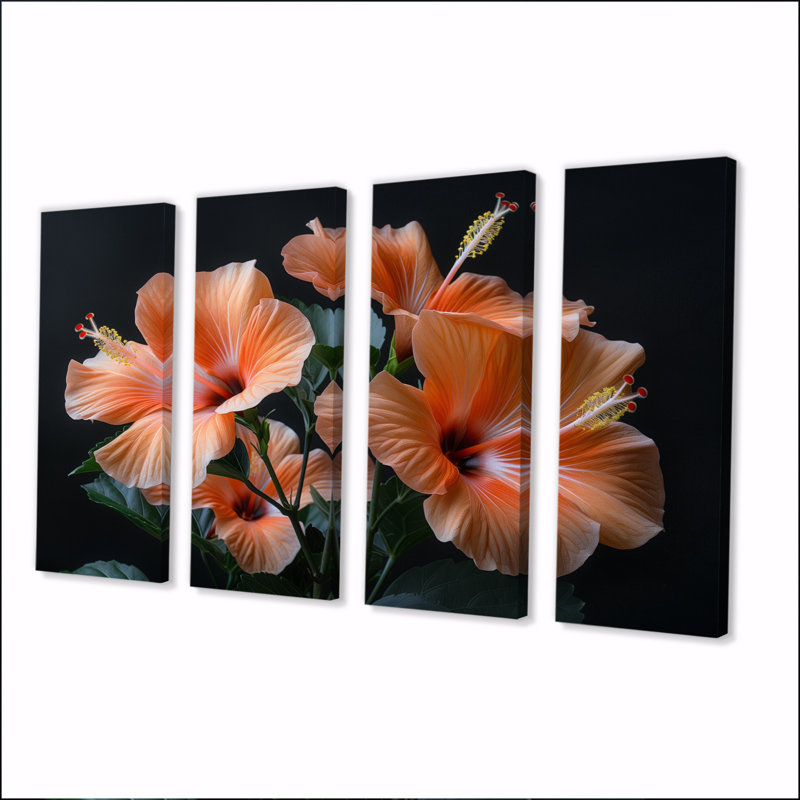 Hibiscus rose et noir, H 32 po x l 64 po