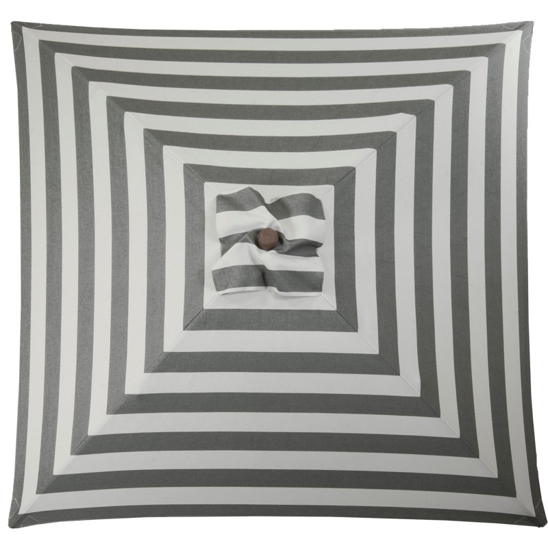 Modern Black and Ivory Stripe 6.5 ft Wood Market Umbrella