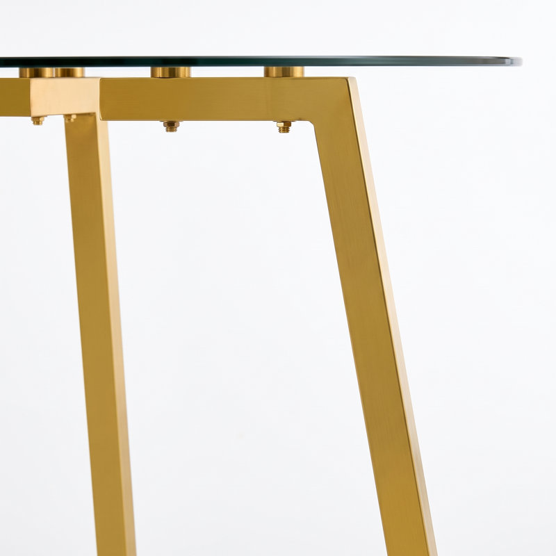 Ensemble de salle à manger moderne de 5 pièces en verre trempé rond avec chaises en similicuir, Noir