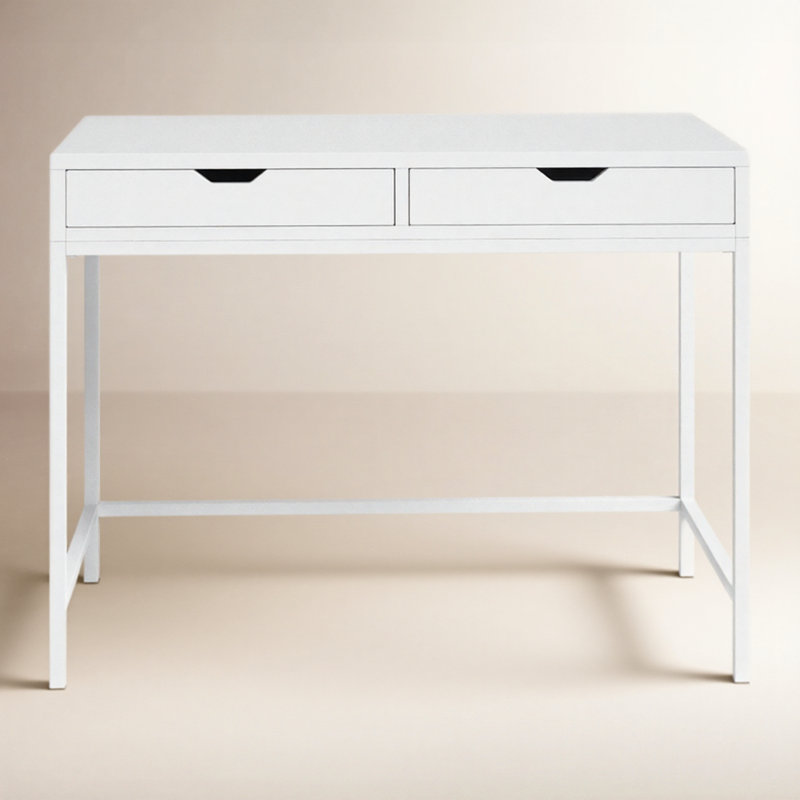 Bureau en bois massif Aerne, Blanc