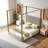 Queen Size Upholstery Canopy Platform Bed With Headboard And Metal Frame