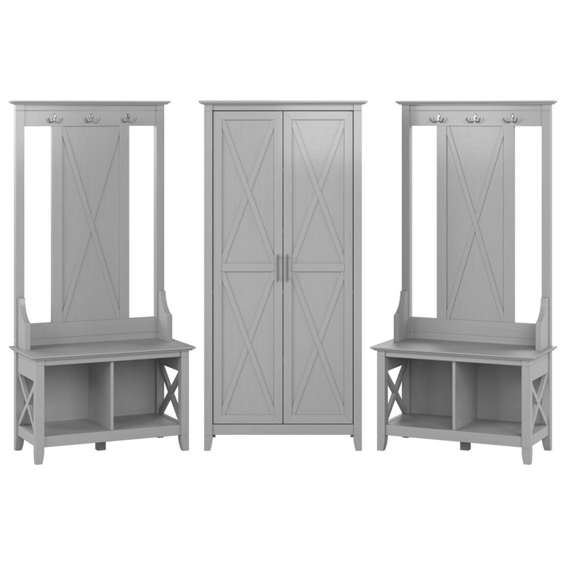 Arbre d'entrée Huckins avec banc et rangement pour chaussures, Gris Cape Cod