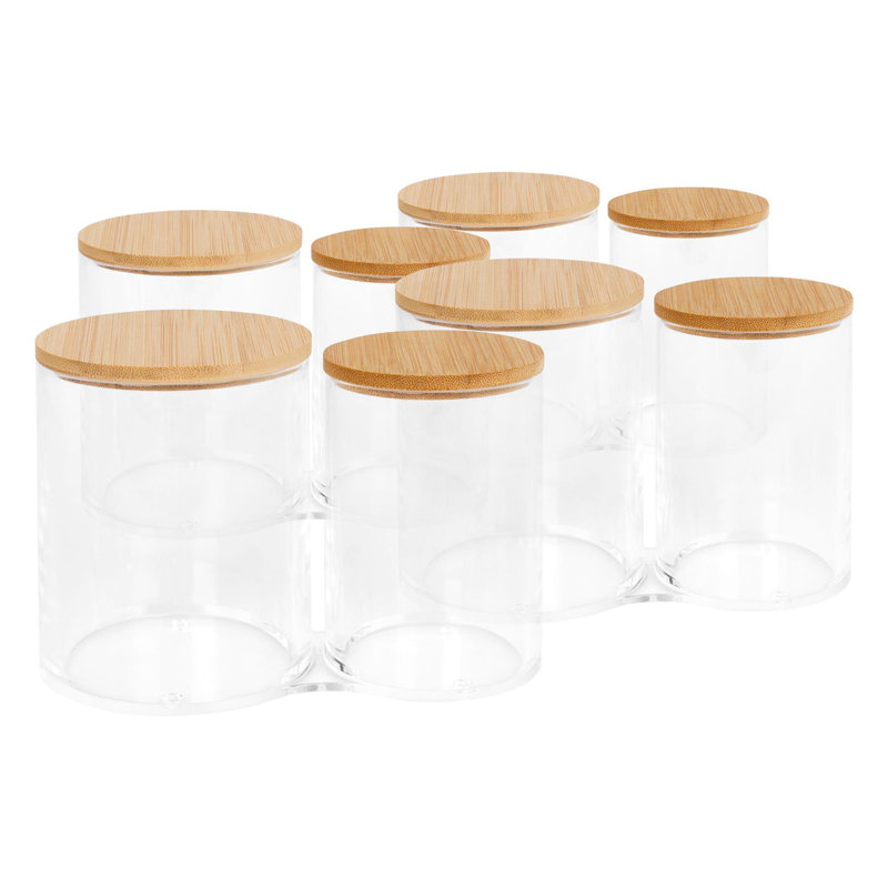 Harbour Housewares Plastic Bathroom Canisters with Bamboo Lid