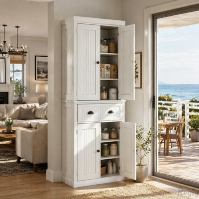 Armoire de rangement autoportante avec tablettes réglables (style maison de campagne)