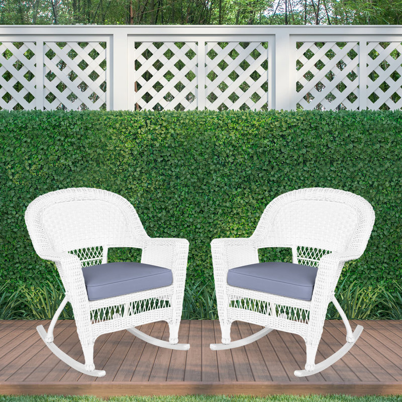 Chaise berçante en osier Raenesha, Blanc, Acier