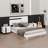 Modern High Gloss 3-Piece Bedroom Set Floating Bed Frame Platform Bed With LED Light & 2 Nightstands