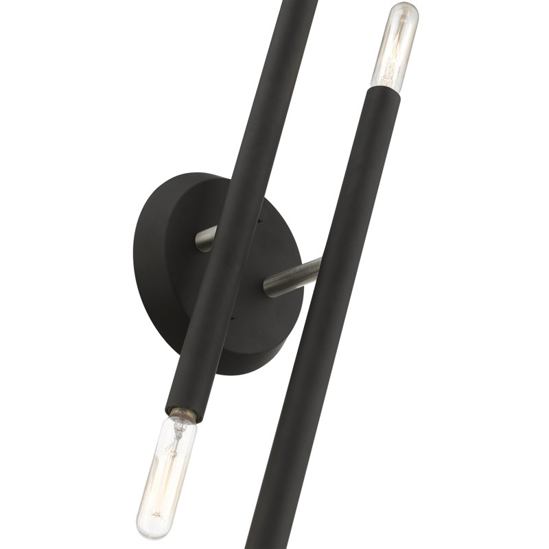 Asherah Steel Candle Wall Light, Black/Brushed Nickel