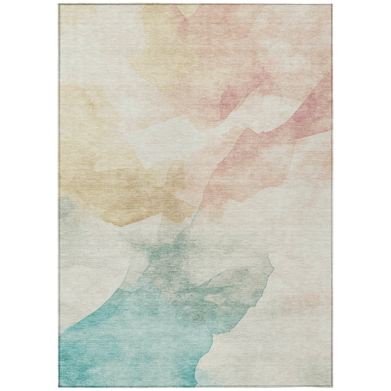 Machine Washable Indoor/Outdoor Xhevrie Pearl Rug, Rectangle 2'6" x 3'10"