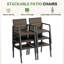 Chaises de salle à manger d'extérieur empilables en aluminium avec finition grain de bois (ensemble de 6)-131298519