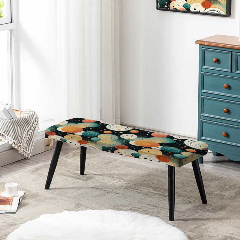 Cosmic Simplicity - Geometric Upholstered Black Bench