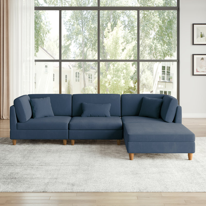 3 Seater Corduroy Corner Sofa 