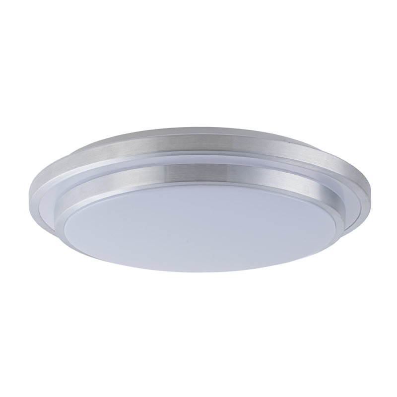 Brushed Aluminum Finish Selectable 3000k/4000k/5000k Dimmable Led Flush Mount Ceiling Light With Acrylic Shade