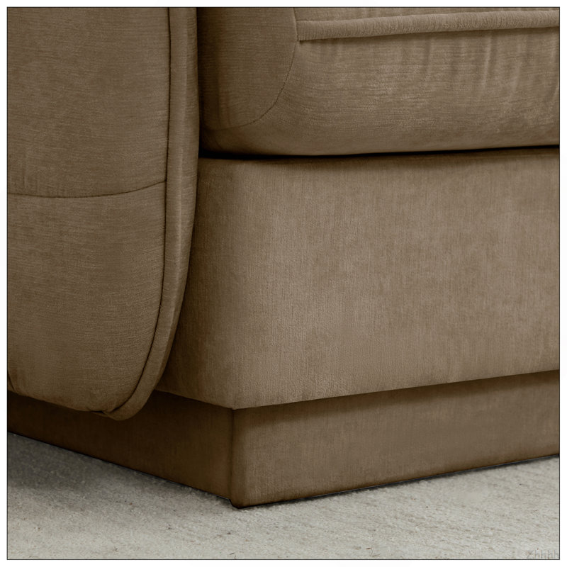 Canapé surdimensionné en U de 105 po en chenille, canapé à assise profonde avec repose-pieds mobile, coussins ronds exquis et coussins de dossier matelassés, pieds à cadre encastré, assemblage facile, convient au salon, café léger