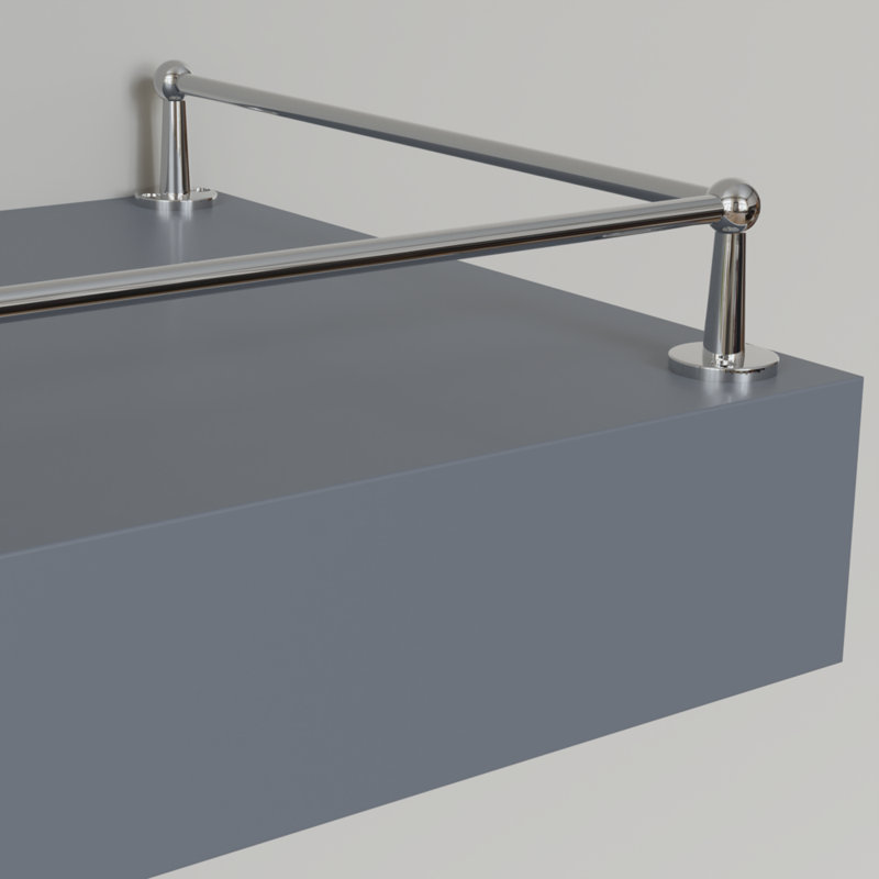 Ensemble de rail de galerie traditionnel, pour étagère - plat , H 1,71 po x l 48 po x P 12 po, Chrome poli