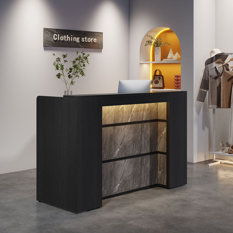 Jacon Rectangular Reception Desk, Black/Gray