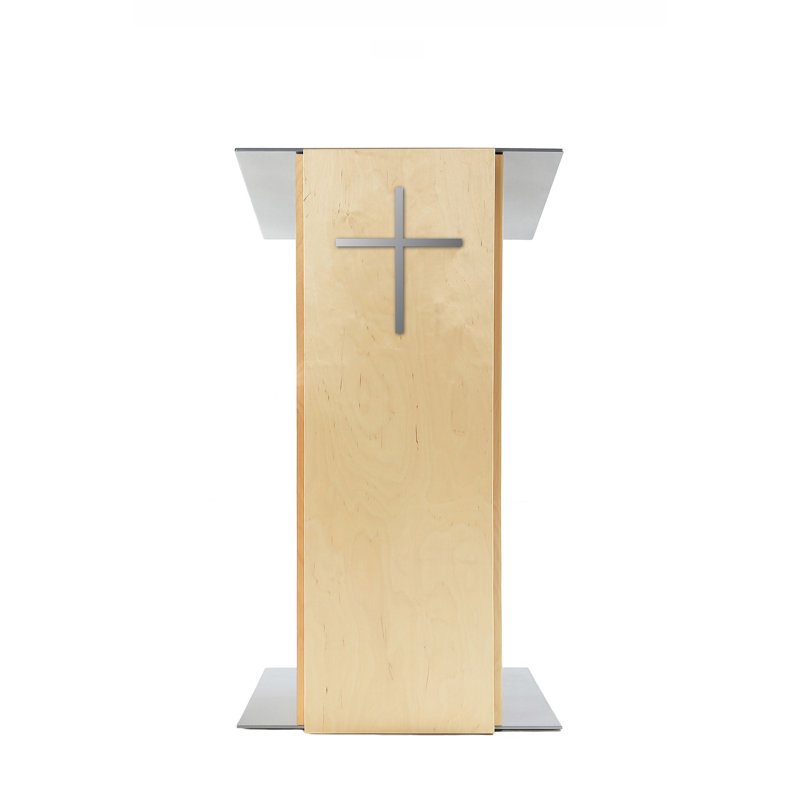 Podium double en bois 45 "avec roulettes, Naturel